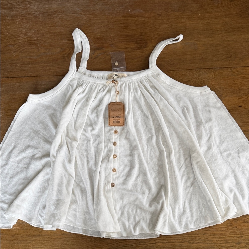 Natural Life loose cami tank NWT XL white